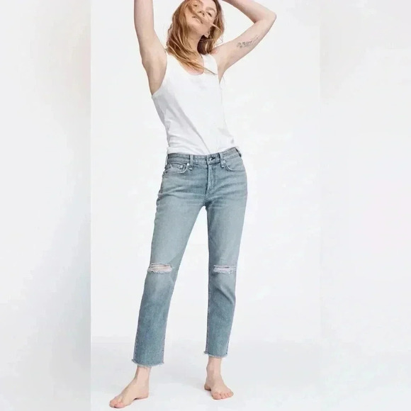 rag & bone Denim - Rag & bone Dre low rise slim boyfriend ankle jeans denim size 28 distressed